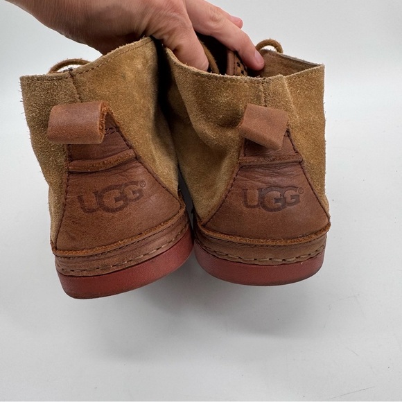 UGG Men’s Brown Pattern Suede Sherpa Lined Lace Up Booties Size 9.5 - Picture 4 of 6